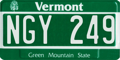 VT license plate NGY249