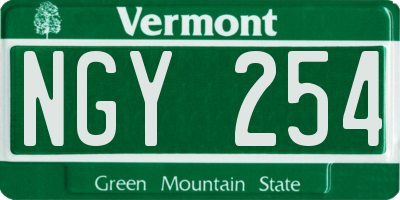 VT license plate NGY254