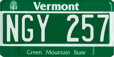 VT license plate NGY257