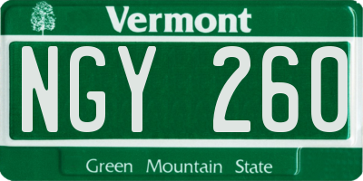 VT license plate NGY260