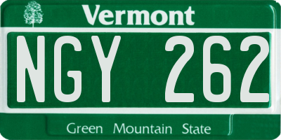 VT license plate NGY262