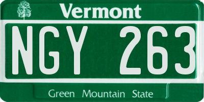 VT license plate NGY263