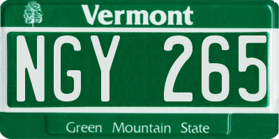 VT license plate NGY265