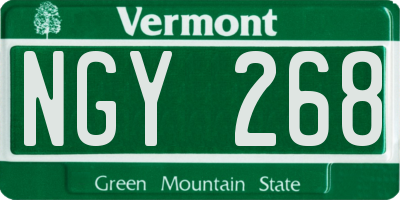VT license plate NGY268