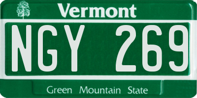 VT license plate NGY269