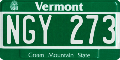 VT license plate NGY273