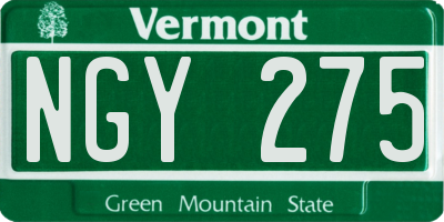 VT license plate NGY275