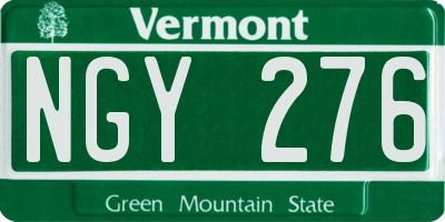 VT license plate NGY276