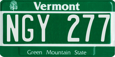VT license plate NGY277
