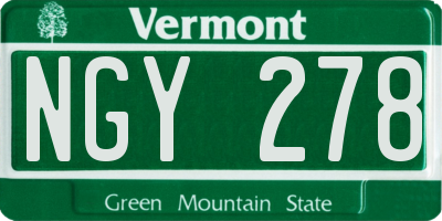 VT license plate NGY278