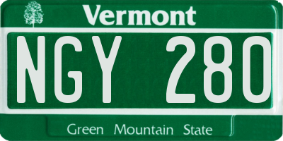 VT license plate NGY280