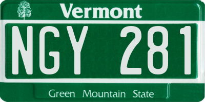VT license plate NGY281