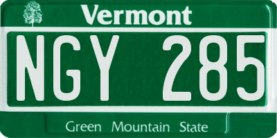 VT license plate NGY285