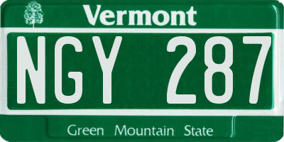 VT license plate NGY287