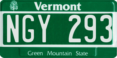 VT license plate NGY293