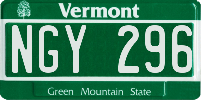 VT license plate NGY296