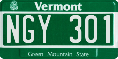VT license plate NGY301