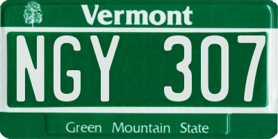 VT license plate NGY307