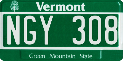 VT license plate NGY308