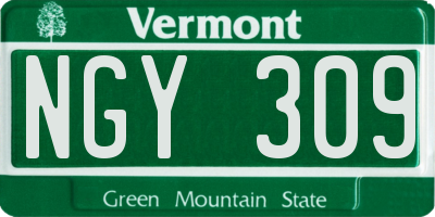 VT license plate NGY309