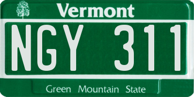 VT license plate NGY311