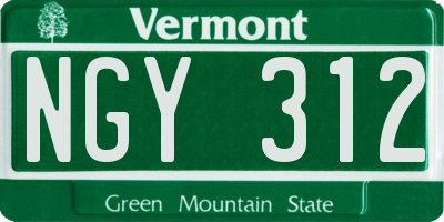VT license plate NGY312