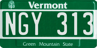 VT license plate NGY313