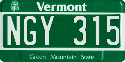 VT license plate NGY315