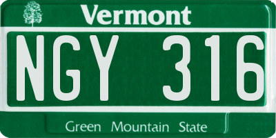 VT license plate NGY316