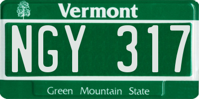 VT license plate NGY317