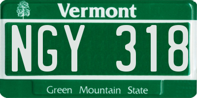 VT license plate NGY318