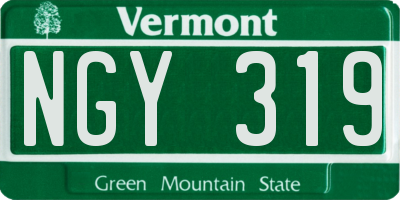 VT license plate NGY319