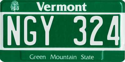 VT license plate NGY324
