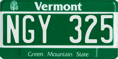 VT license plate NGY325