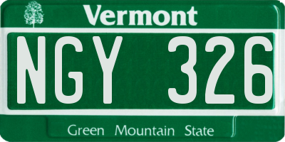 VT license plate NGY326