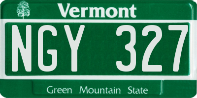 VT license plate NGY327
