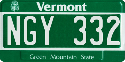 VT license plate NGY332