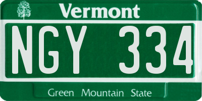 VT license plate NGY334