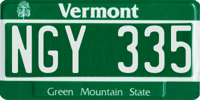 VT license plate NGY335