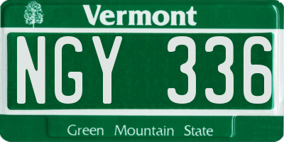 VT license plate NGY336