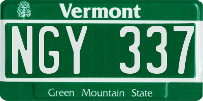 VT license plate NGY337