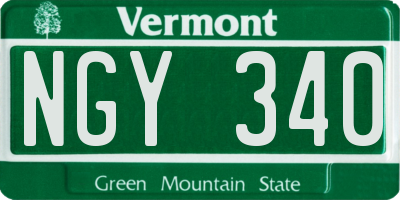 VT license plate NGY340