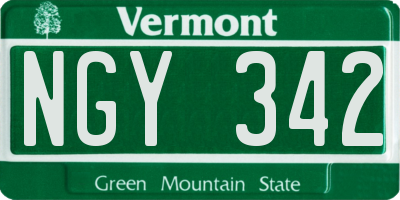 VT license plate NGY342