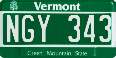 VT license plate NGY343