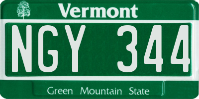 VT license plate NGY344