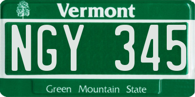 VT license plate NGY345