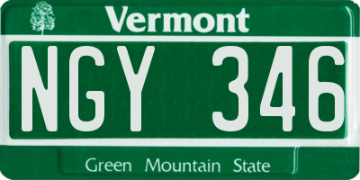 VT license plate NGY346