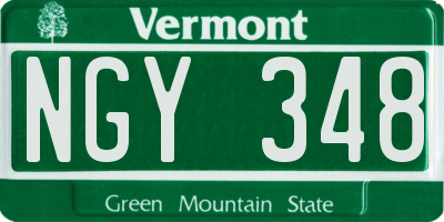 VT license plate NGY348