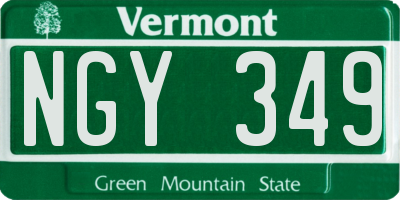 VT license plate NGY349