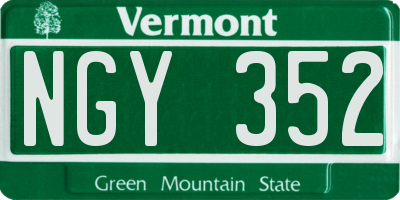 VT license plate NGY352